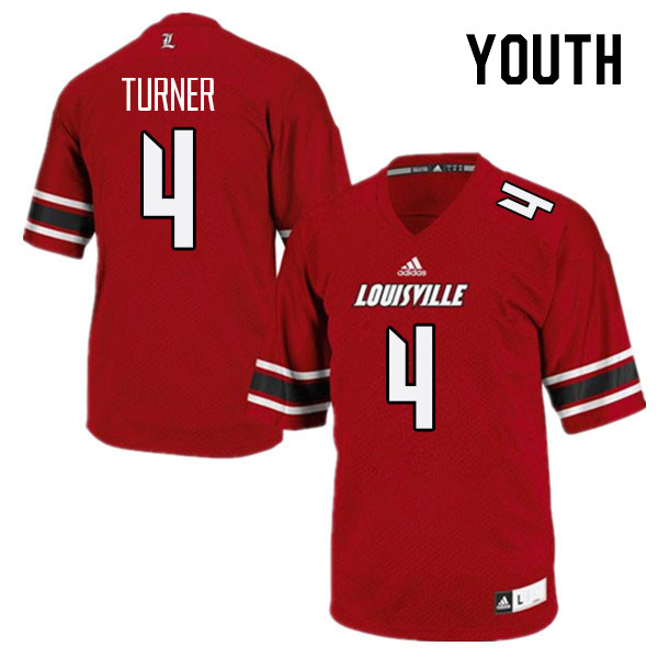 Youth #4 Maurice Turner Louisville Cardinals College Football Jerseys Stitched Sale-Red